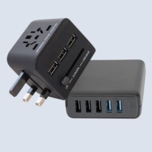 Adaptador de viaje universal compacto con carga segura y eficiente